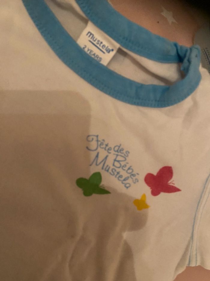 2 ans pièce rare de chez mustela ! Tee shirt blanc bleu - photo numéro 4