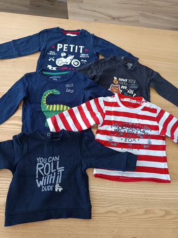 Lot de 5 hauts à manches longues taille 12 mois