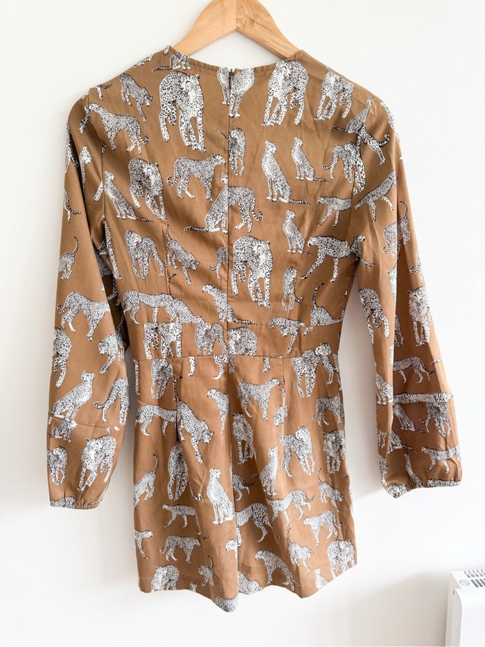 Combishort manches longues marron clair à motifs léopard blanc Shein taille 36 S - photo numéro 4