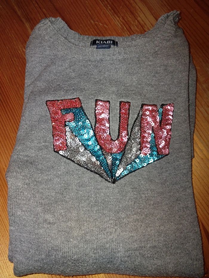 Robe pull grise Fun taille 8 ans - photo numéro 2