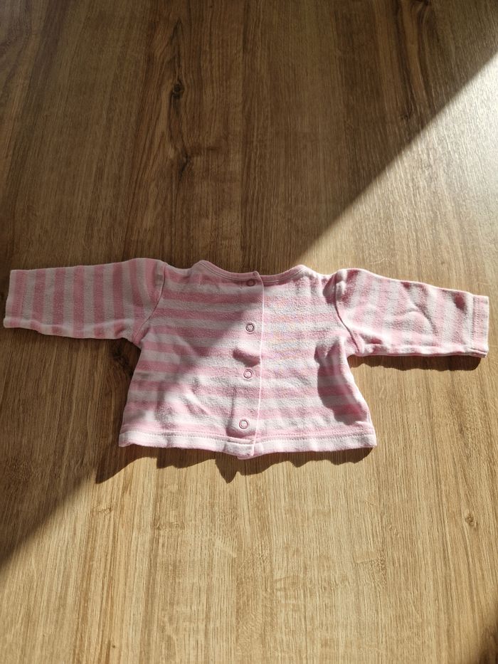 🎀 Magnifique haut bébé fille Mini adelie - 3 mois - rose rayé - photo numéro 2