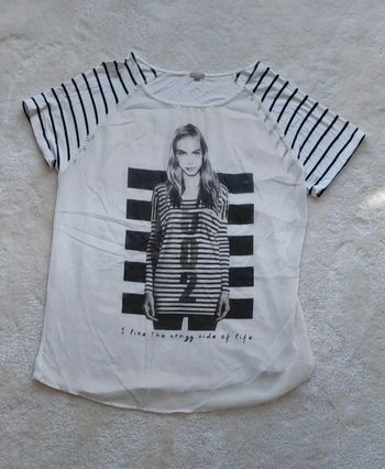 T-shirt OVS manches courtes L blanc avec femme
