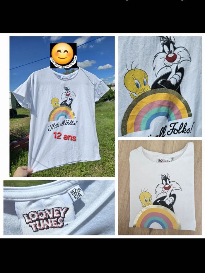 T shirt blanc titi&grominet 12ans