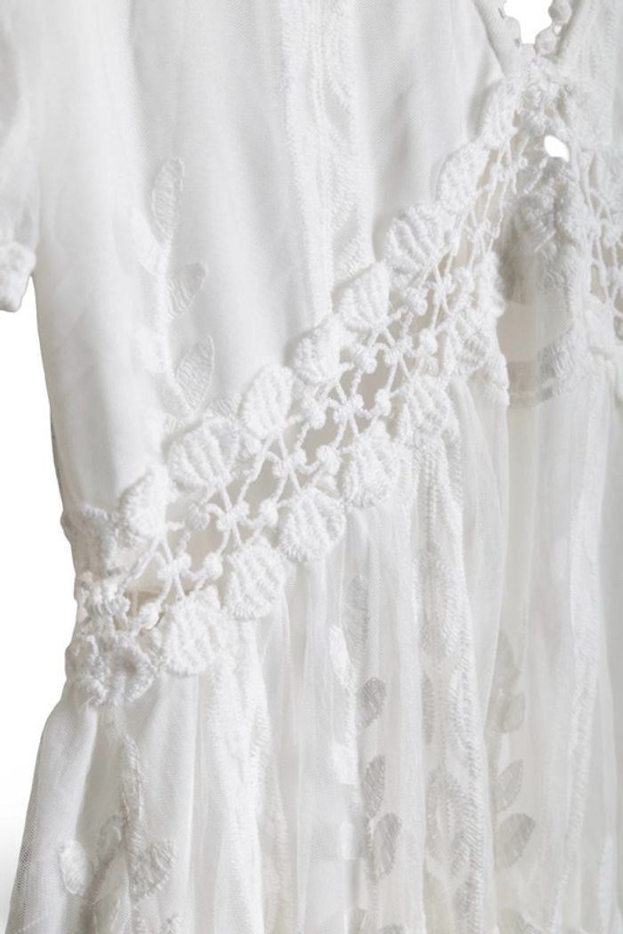 Robe longue blanche dentelle et broderie anglaise bohème vibes Taille S - photo numéro 8