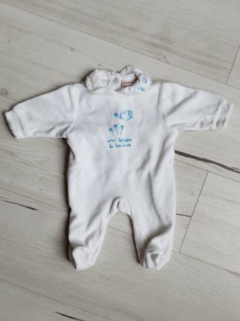 Vêtement bébé mixte garçon fille pyjama velours blanc 3 suisses 1 mois