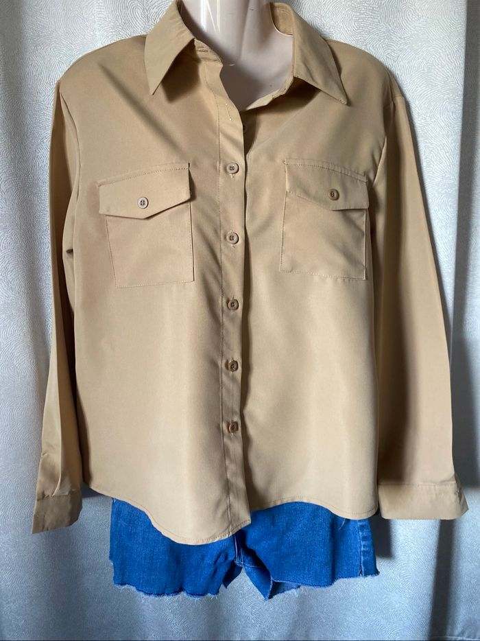 Chemise officier beige camel S Shein