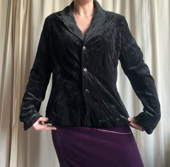 Blazer velours noir Goth 90s 🦇 vintage - Taille M/L - photo numéro 2
