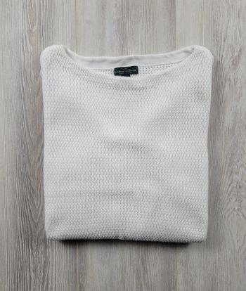 Pull Ralph Lauren coton maille blanc - excellent état- Taille M court