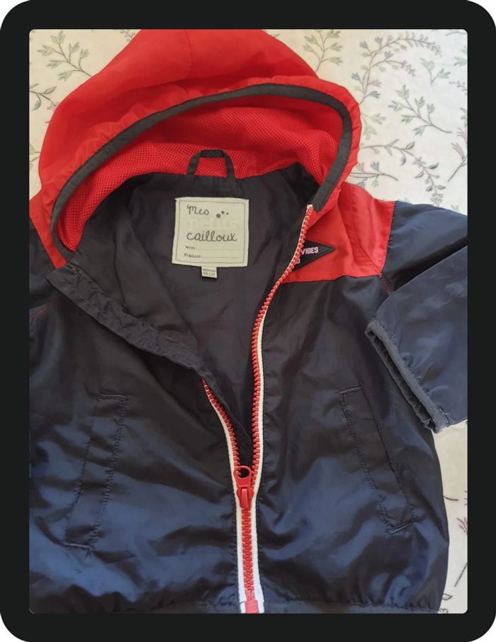 veste/coupe vent garçon bleu marine/rouge 18 mois - photo numéro 5