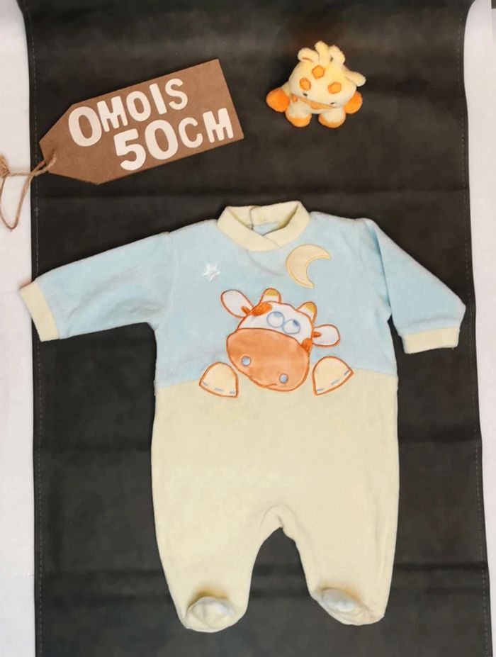 Pyjama 👣 velours mixte, ouverture devant, 0mois/50cm grenouillère