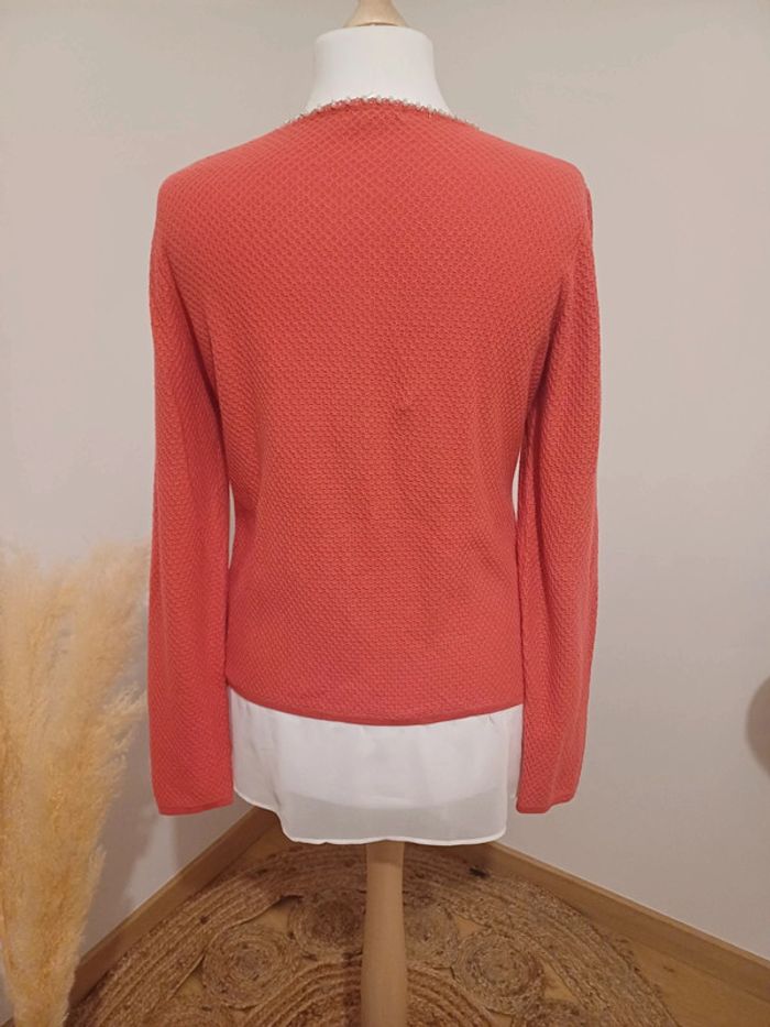 Pull chic rose/Corail avec Perles Anne Weyburn taille L 40 - photo numéro 9