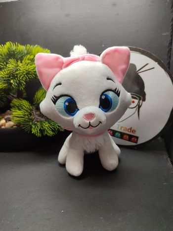 Doudou peluche chat Marie Aristochats disney blanc rose noeud bleu Chaton 3486
