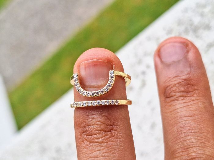 Bague Ongle avec strass en acier inoxydable Dorée  ajustable - photo numéro 5