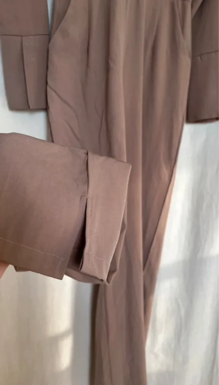 Combinaison style chemise oversize prettylittlething taupe - photo numéro 8