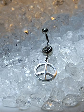  piercing peace and love nombril strass blanc anneau ventre pendentif bijoux de corps barre tige ban