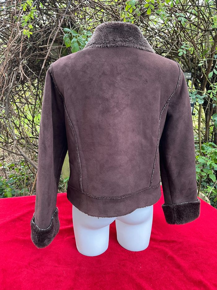 Veste imitation peau lainée marron – Marque Mim – Taille T3 - photo numéro 3