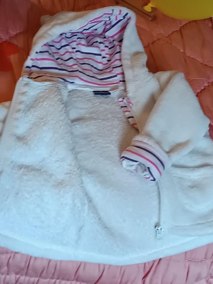 Manteau polaire blanc  9/12 mois - photo numéro 4