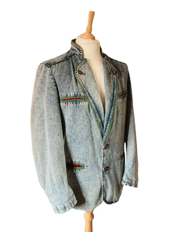 🔷🌿Veste jean Mustang vintage 90s Men’s Denim Jacket Alpine Trachten Y2K size M🌿🔷 - photo numéro 6
