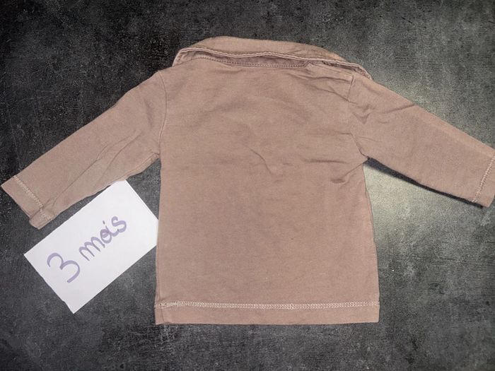 Tee shirt à manches longues bébé avec col marron - photo numéro 6