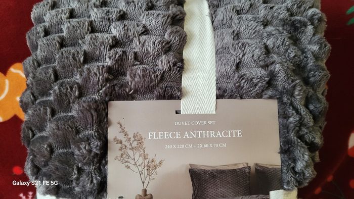 Lot housse de couette king size et 2 taies d oreiller gris anthracite oeko tex neuve - photo numéro 5