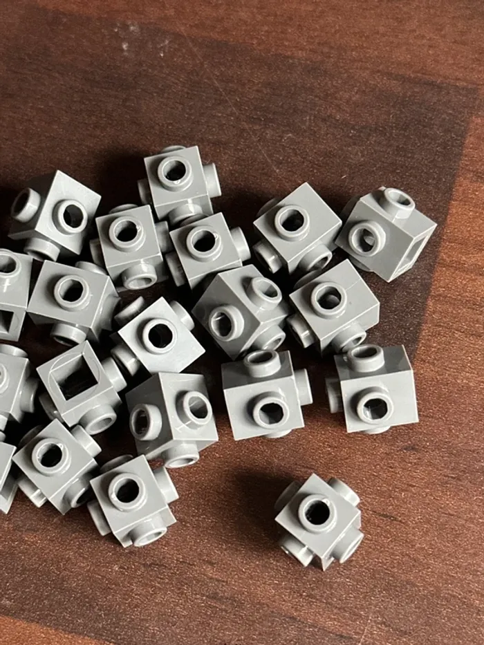 20 Brick Lego, Modified 1 x 1 with Studs on 4 Sides ref 4733 Dark Bluish Gray - photo numéro 3