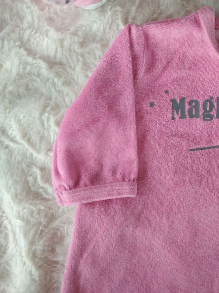 Pyjama grenouillère velours Fille 1 mois "Magic Baby" étoiles et baguette magique Kitchoun - photo numéro 3