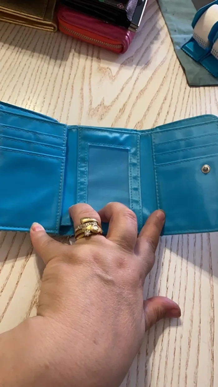 jolie porte-monnaie tissus turquoise - photo numéro 4