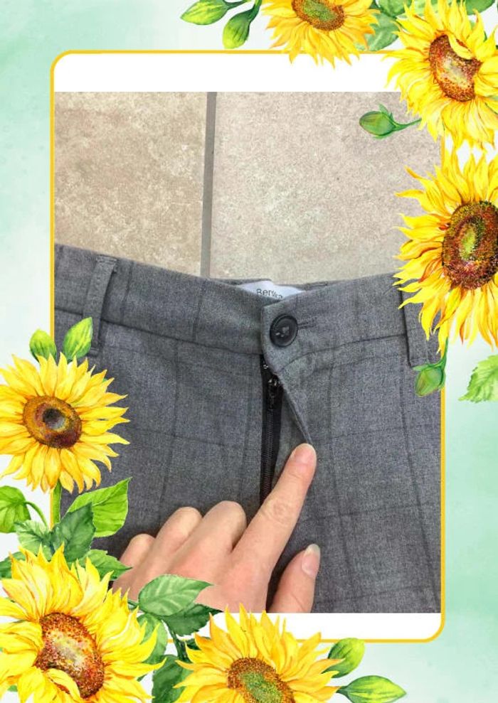 Pantalon ajusté Bershka 36 gris carreaux - photo numéro 2