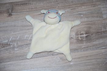 Doudou semi plat zébre cheval blanc bleu rayé beige KIABI