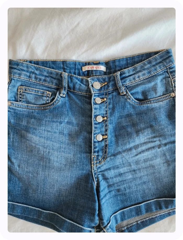 Short en jean coton boutonné Camaieu - photo numéro 2