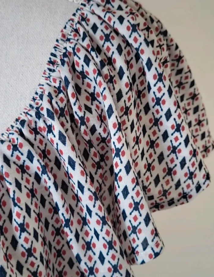 Blouse sans manches à motifs bleu marine rouge écru H&M Taille XL ou 42 44 - photo numéro 4