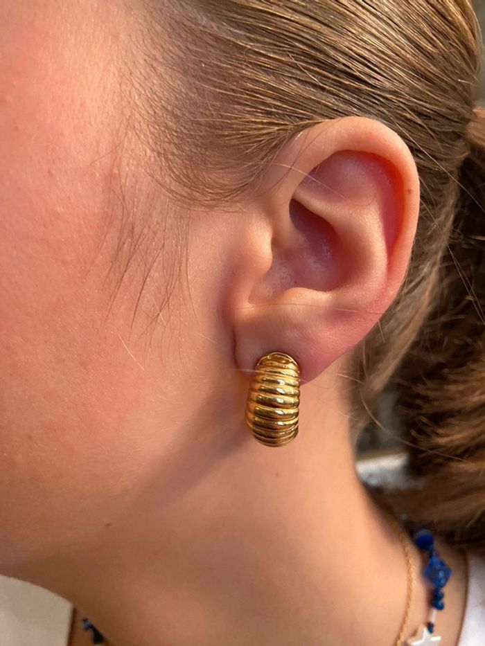 Boucles d’oreilles clip forme cabochon plaqué or - photo numéro 9