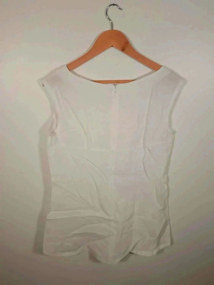 C5 top blanc en lin Imprévu L - photo numéro 2