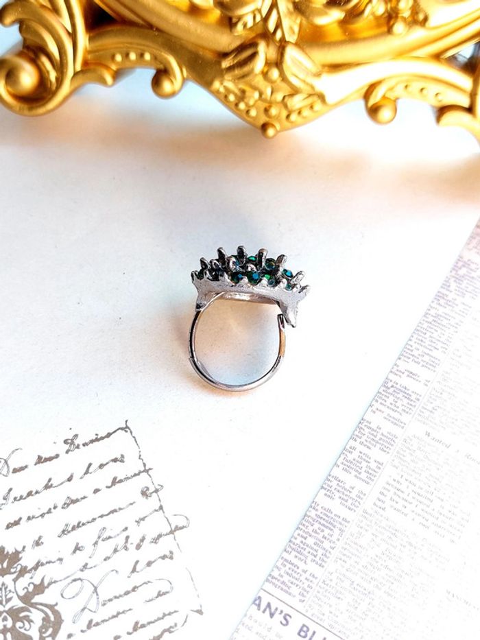 Magnifique bague ajustable pierre verte style vintage - photo numéro 4