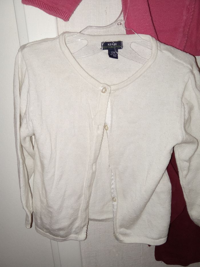 Lot de 3 hauts bébé fille 12 mois, gilets et pulls manche longue Kiabi - photo numéro 2