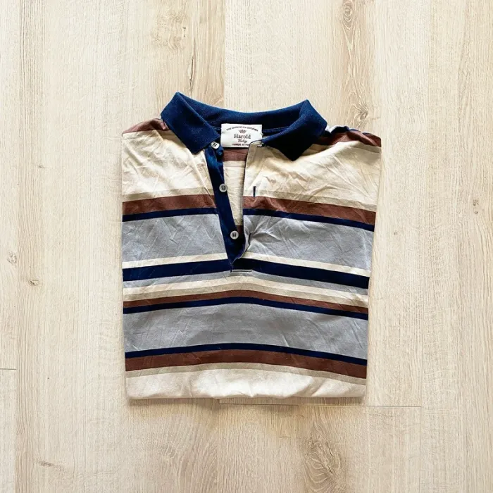 Harold Vichy Filo Scorzia Polo à rayures Homme Exclusif vintage Collection Luxe (Taille L)