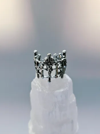 Bague acier inoxydable ajourée motifs croix