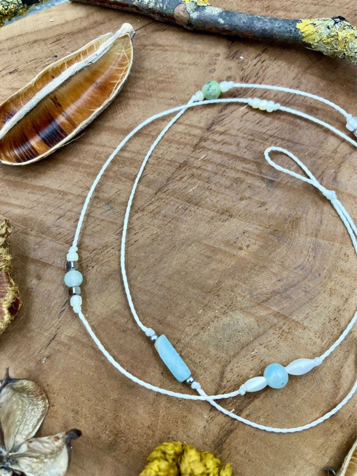 Bijou de cheveux - ateba - macramé pierre Amazonite et Jaspe - photo numéro 3