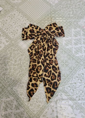 BARETTE CHEVEUX NOEUD IMPRIME LEOPARD ! NEUF !