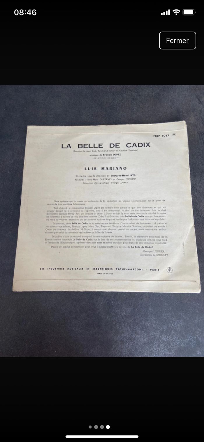 Vinyle 33 tours Luis Mariano La belle de Cadix - photo numéro 4