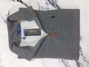 Pull half zip Ralph Lauren - Taille M - Couleur gris logo brodé noir - Neuf