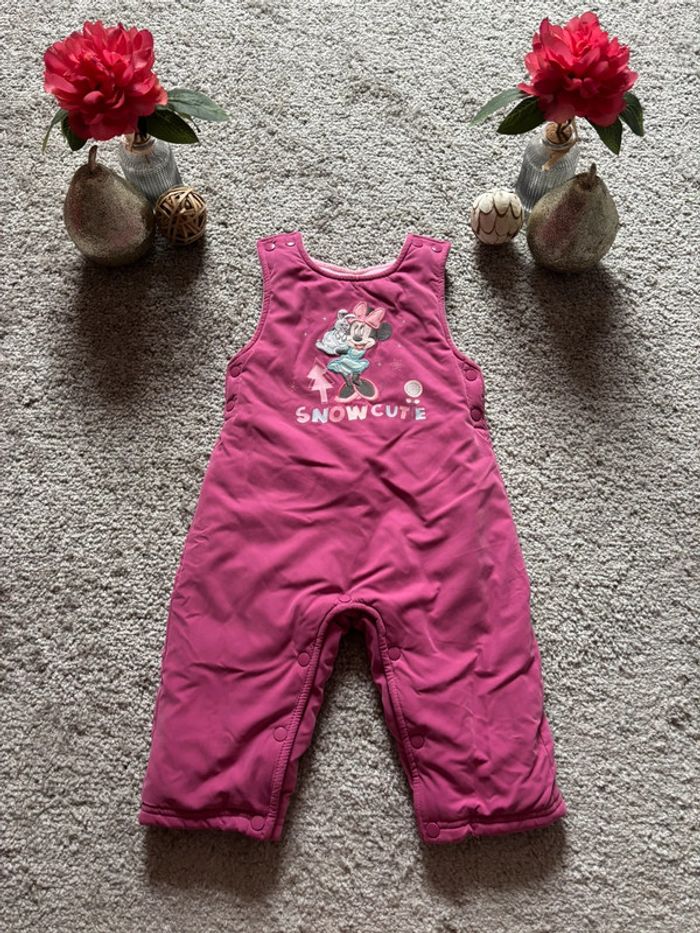 🌺Combinaison de ski sans manche rose en effet velours Disney Minnie Taille 12mois/80cm🌺