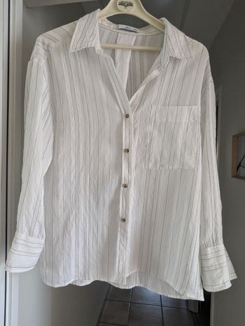 Chemise blanche rayée taille M Mango