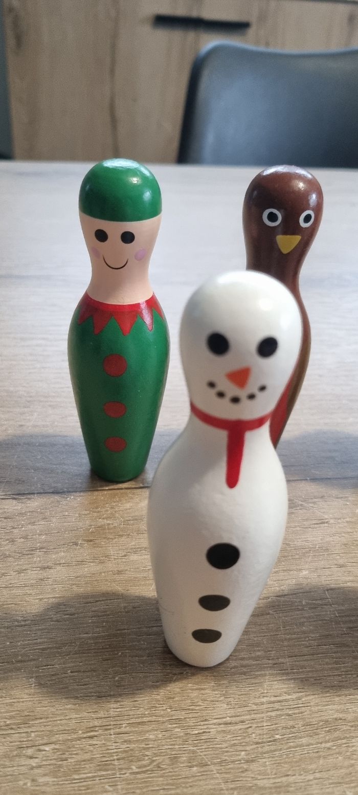 Jeu de mini quilles en bois de Noël - photo numéro 4