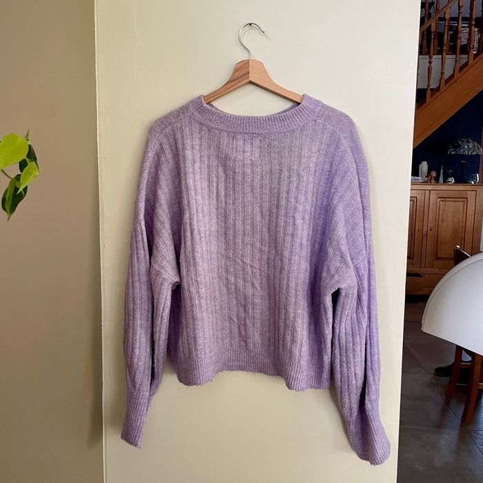 Pull Bizzbee lilas en maille côtelée Taille M Coupe loose V072 - photo numéro 2