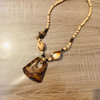 Collier en perles | marron & beige 🌿