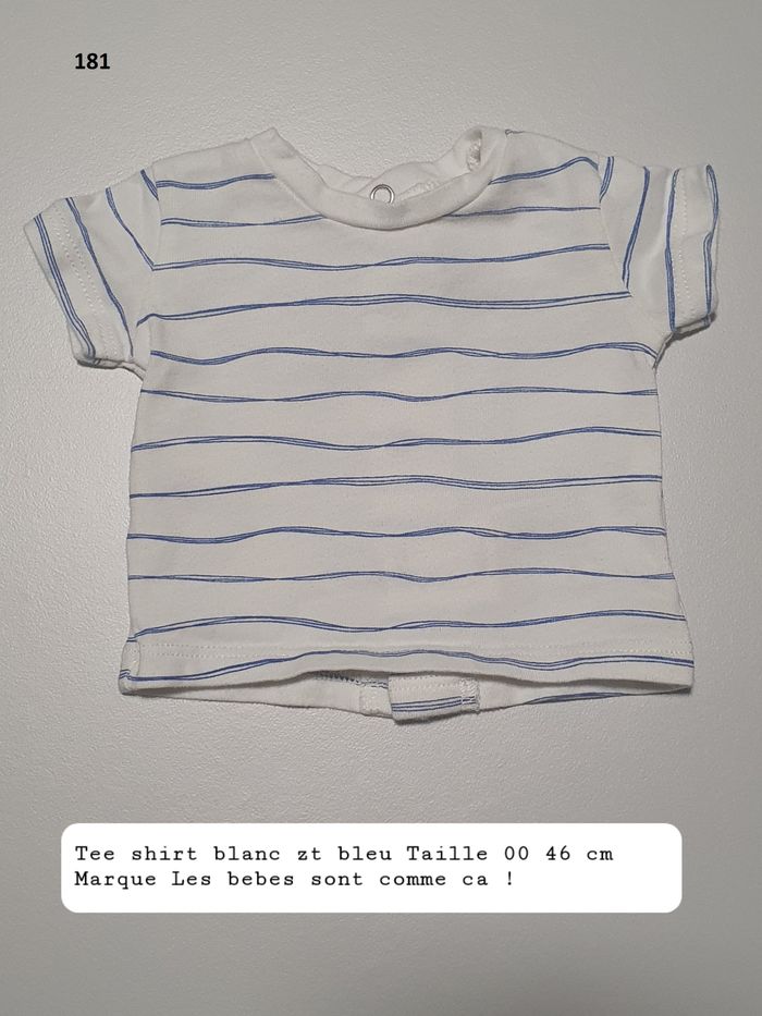 Tee shirt blanc et bleu Taille 00 mois