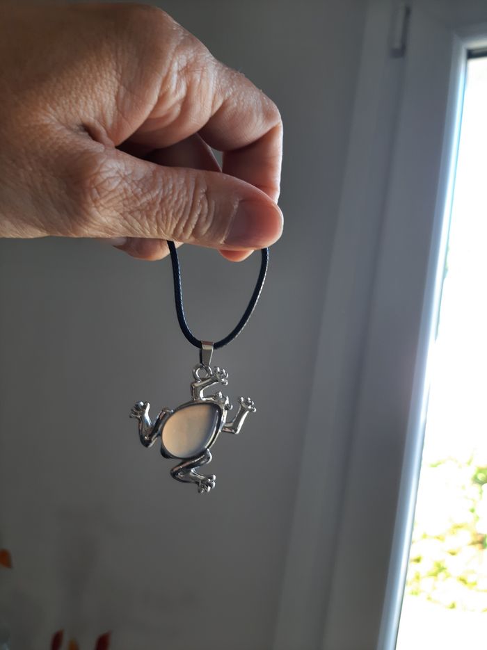 Collier avec pendentif grenouille avec pierre véritable
