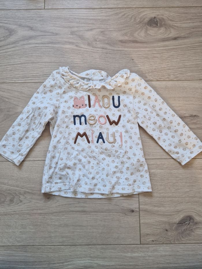 T-shirt bébé fille manches longues Obaibi 12 mois