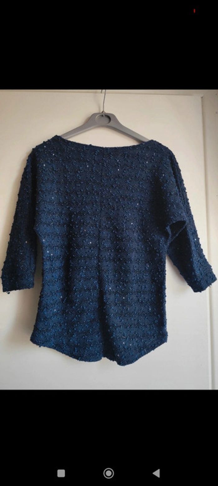 Blouse à sequins bleu marine taille 36 Mim - photo numéro 2